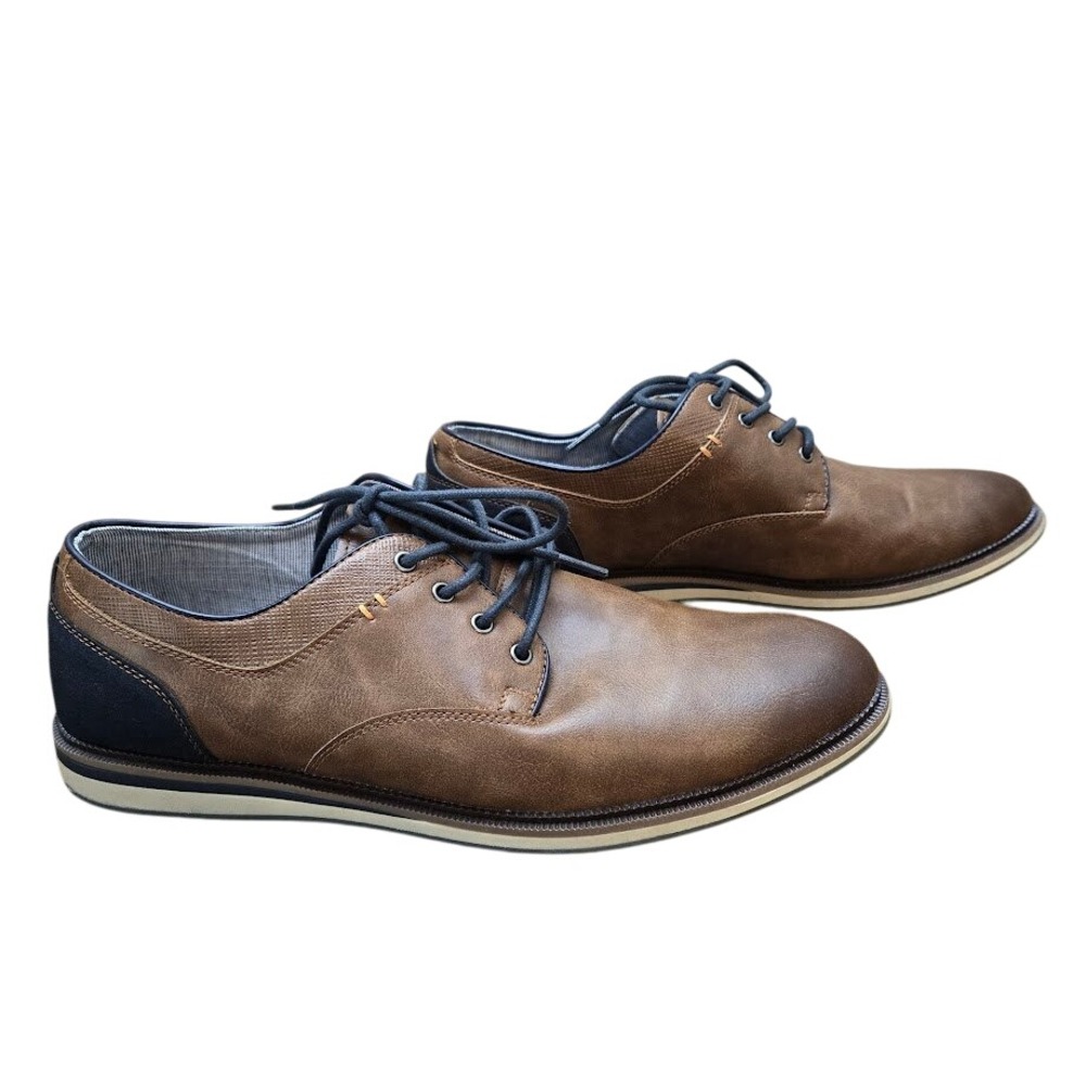 Sonoma Freer Mens‎ Cushioned Footbed Dress Shoes Cognac Navy Sz 13